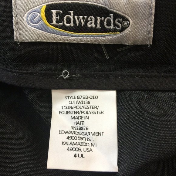 Edwards Easy Fit Uniform Work Pants Black UL 8793-010 Unhemmed Size 4 - Picture 4 of 12
